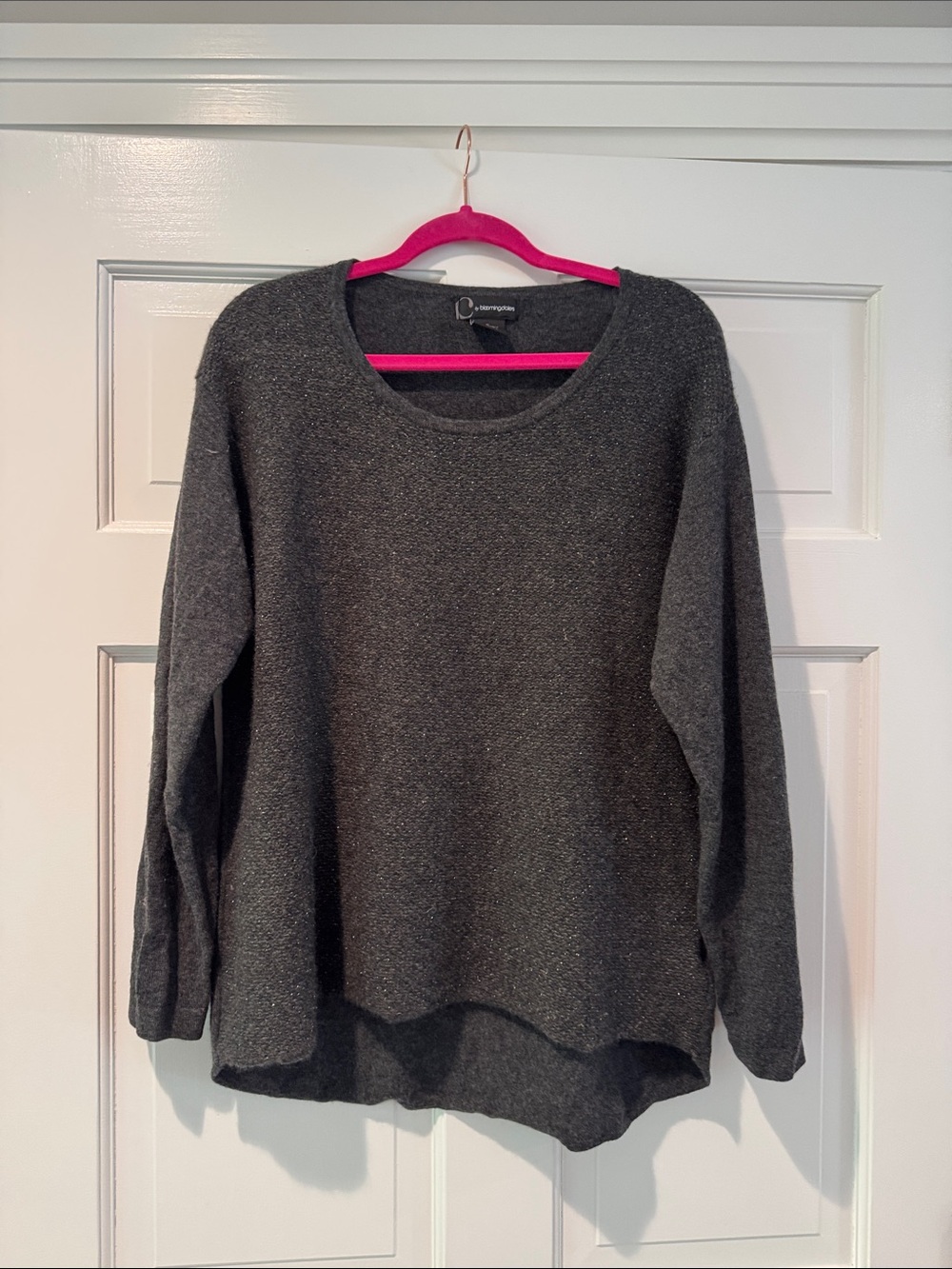 Bloomingdale's Dark Charcoal with gold threadScoop Neck Sweater